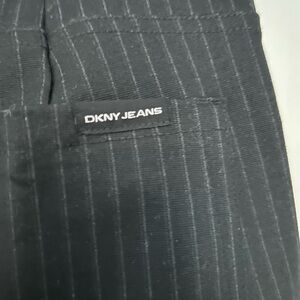 DKNY Black Pinstripe Trousers with Logo Tag